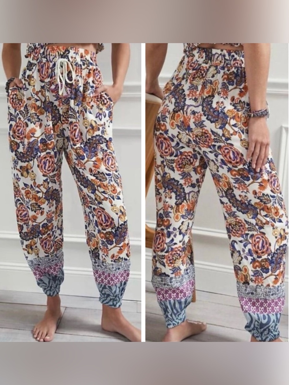 Anthropologie Floral Print Balloon Pants, Size S